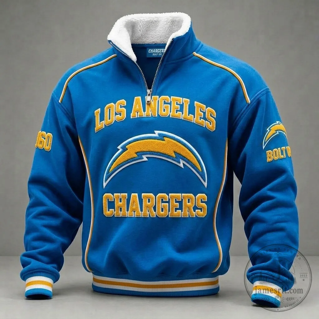 Los Angeles Chargers Quarter-Zip Fleece Jacket with Sherpa Lining