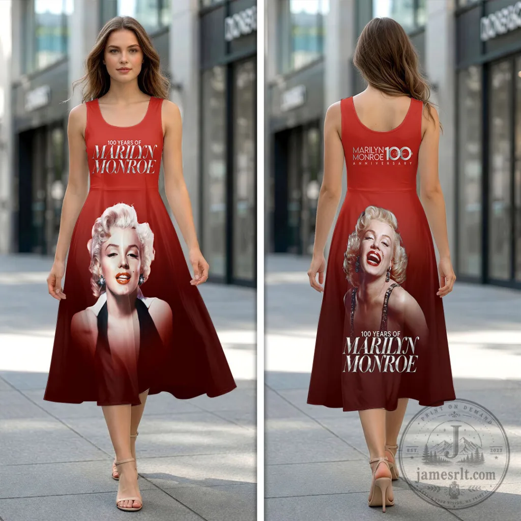 Marilyn Monroe 100th Anniversary Sleeveless Knee-Length Dress for Women 30 Marilyn Monroe 100th Anniversary Sleeveless Knee-Length Dress for Women