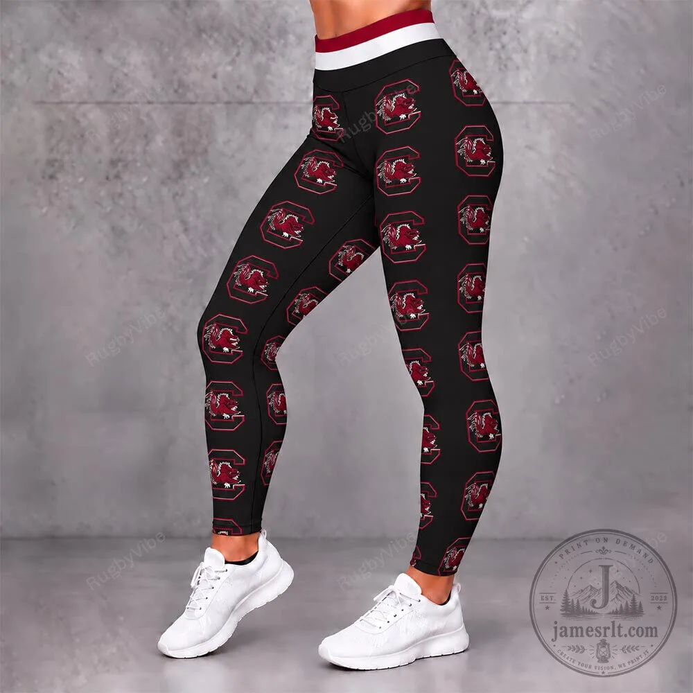 South Carolina Gamecocks Logo Pattern Black Womens Leggings