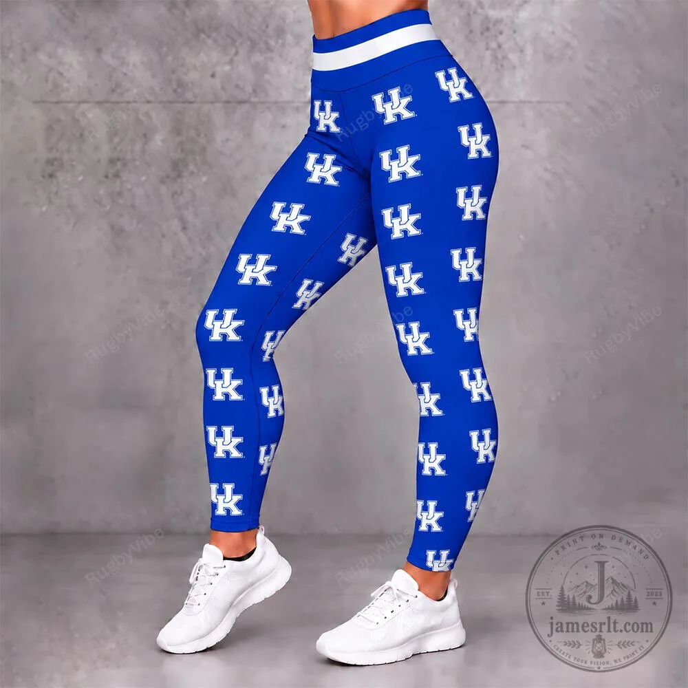Kentucky Wildcats NCAA College Sports Team Logo Blue Pattern Leggings