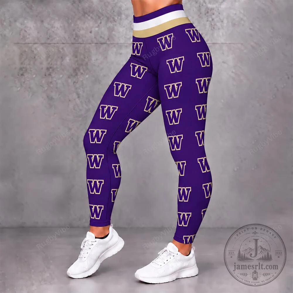 Washington Huskies Purple Gold Pattern Womens Sports Leggings