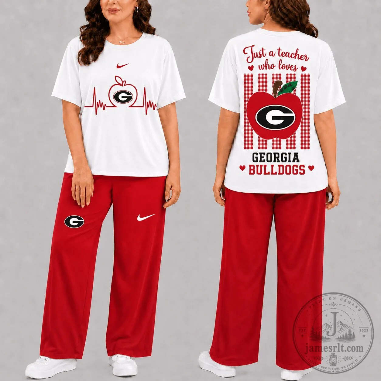 Georgia Bulldogs Teacher T-Shirt and Pants Set for Women