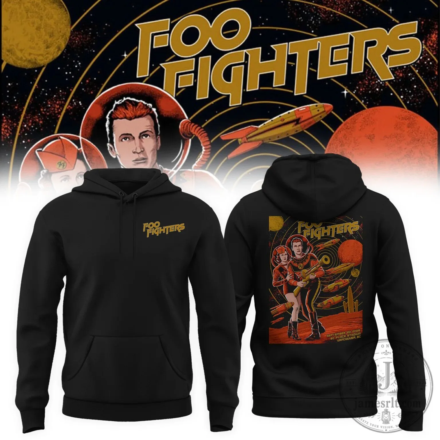 Foo Fighters Vancouver BC 2026 Concert Event Poster Black Hoodie