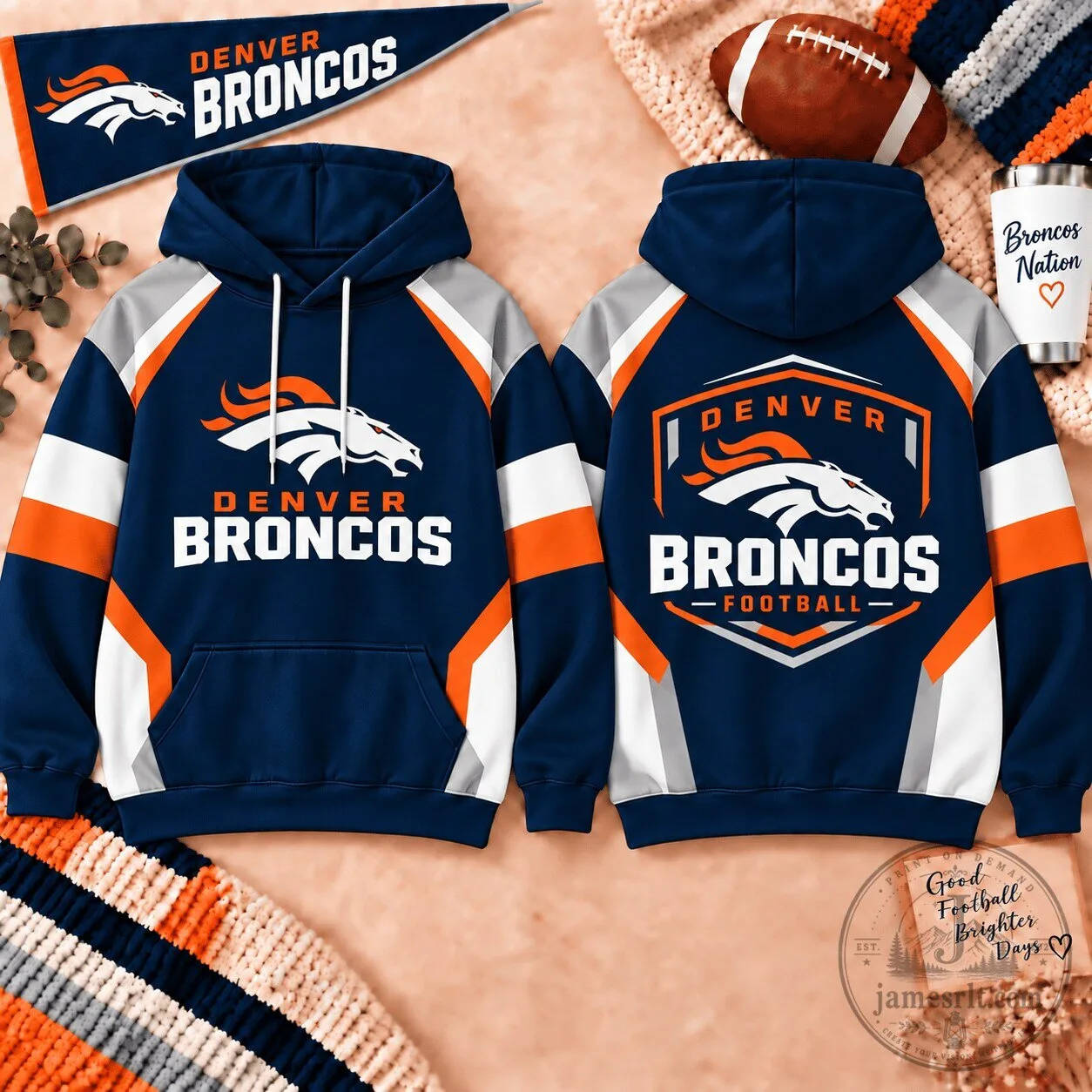 Denver Broncos National Football League Team Shield Color Block Hoodie