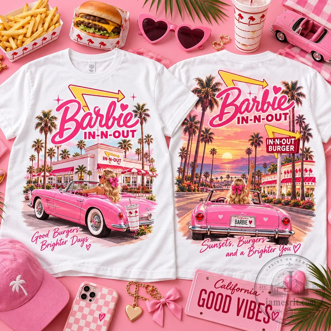 Barbie In-N-Out Burger Retro Graphic T-Shirt for Fast Food Lovers