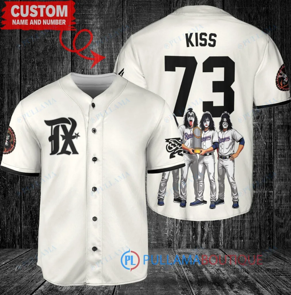 Texas Rangers Baseball KISS Band World Series Champions Custom Baseball Jersey