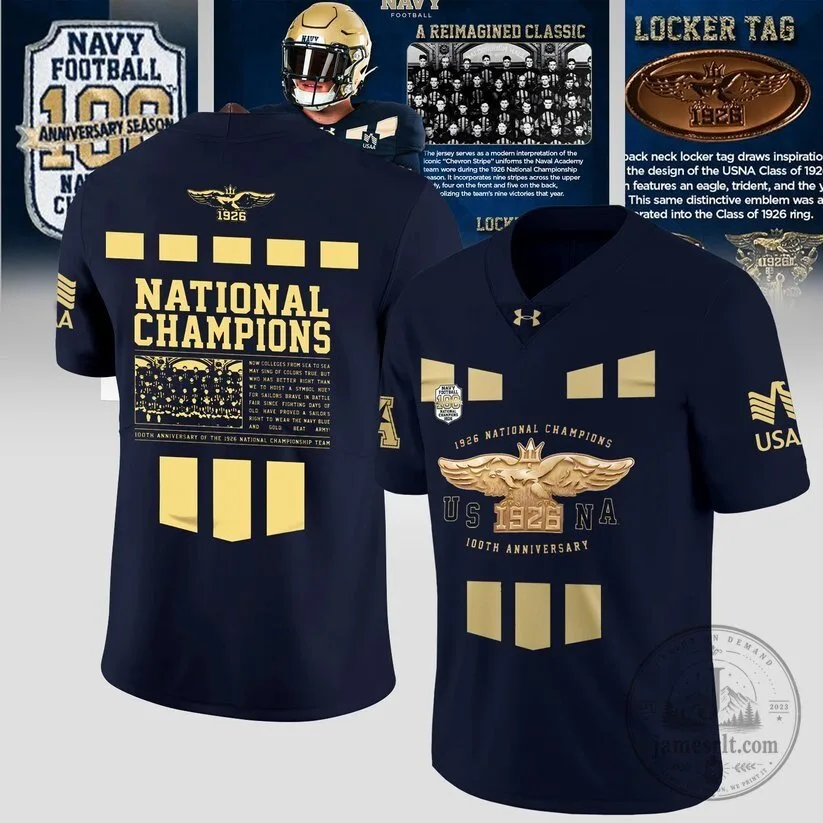 Navy Midshipmen 100th Anniversary National Champions Football Jersey 4 Navy Midshipmen 100th Anniversary National Champions Football Jersey
