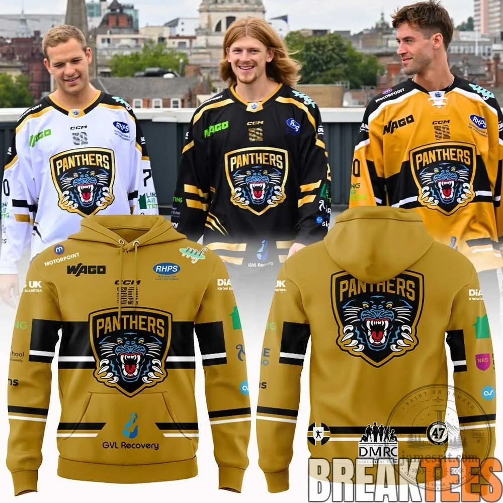 Nottingham Panthers Ice Hockey Club Gold Black Team Hoodie