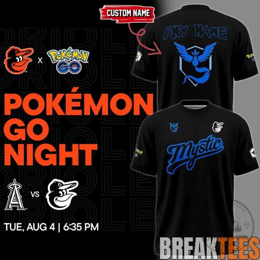 Baltimore Orioles Pokemon GO Night Team Mystic Custom Name T-Shirt