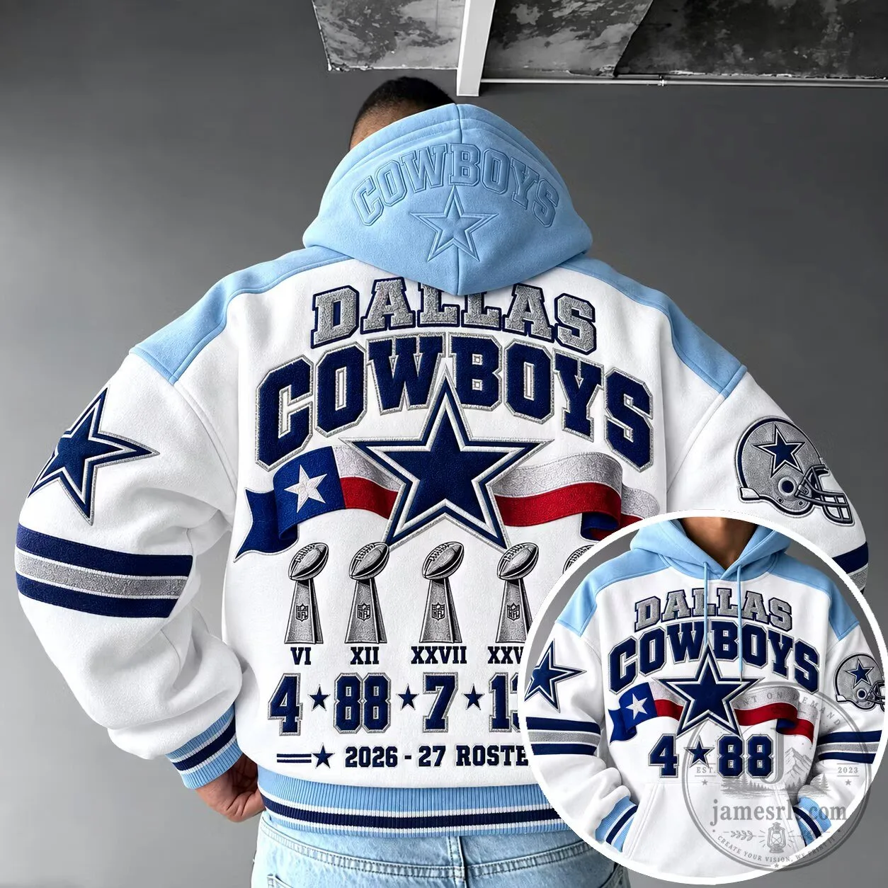 Dallas Cowboys Super Bowl Champions White and Blue Hoodie