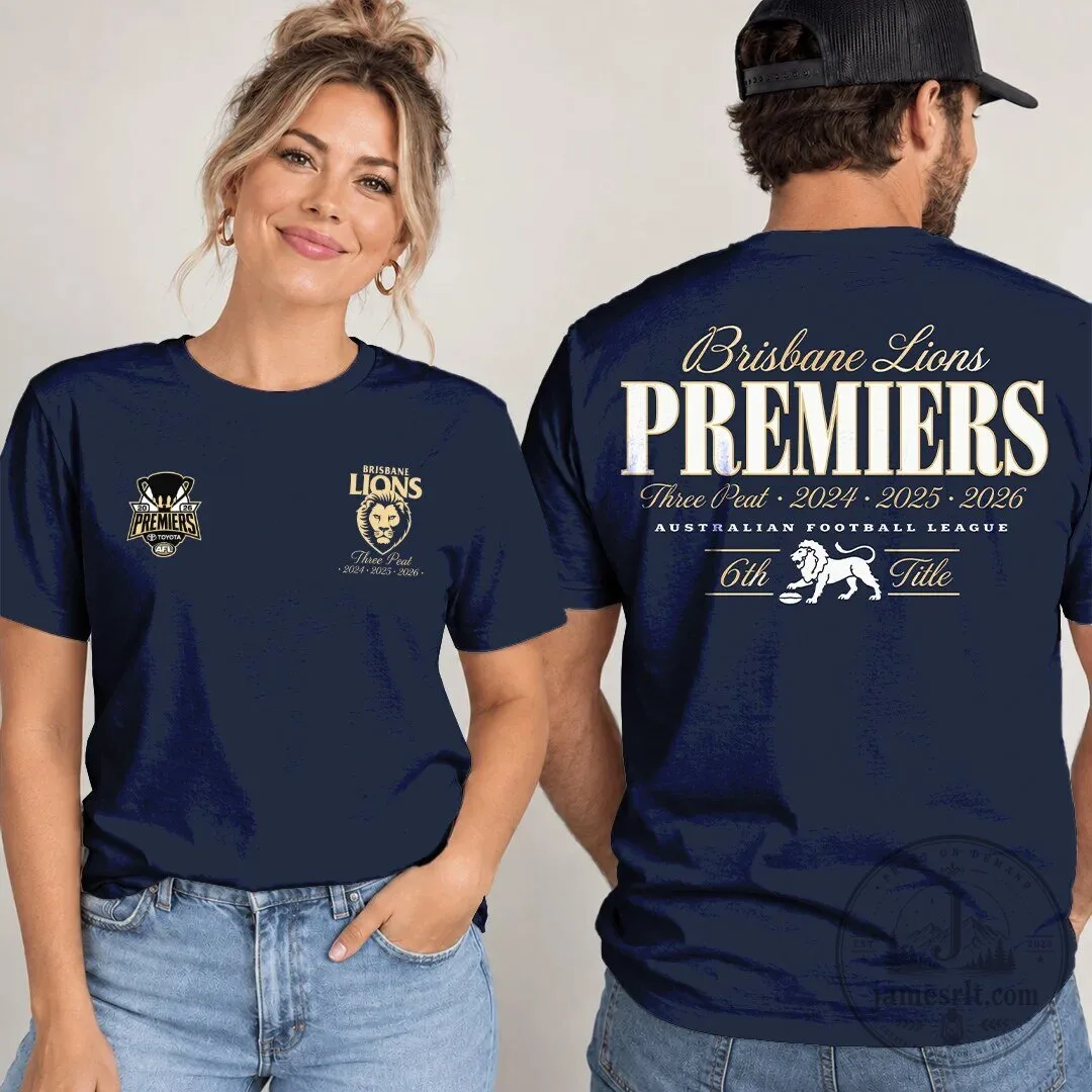 Brisbane Lions Australian Football League Premiers Three Peat 2024 2025 2026 T-Shirt