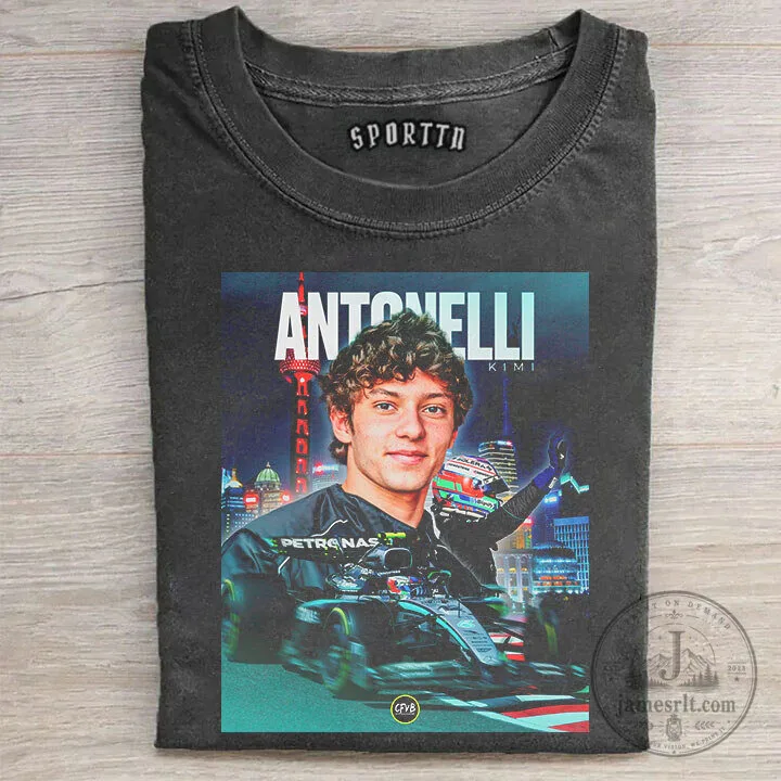 Graphic T-Shirt Featuring Kimi Antonelli, Formula 1 Racing Driver Portrait