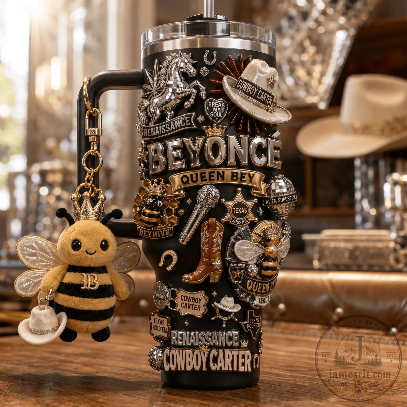 Beyonce Renaissance Cowboy Carter Album Queen Bey Tumbler with Handle