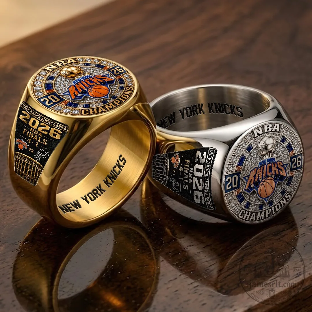 New York Knicks NBA Finals 2026 Champions Commemorative Gold and Silver Ring 8 New York Knicks NBA Finals 2026 Champions Commemorative Gold and Silver Ring