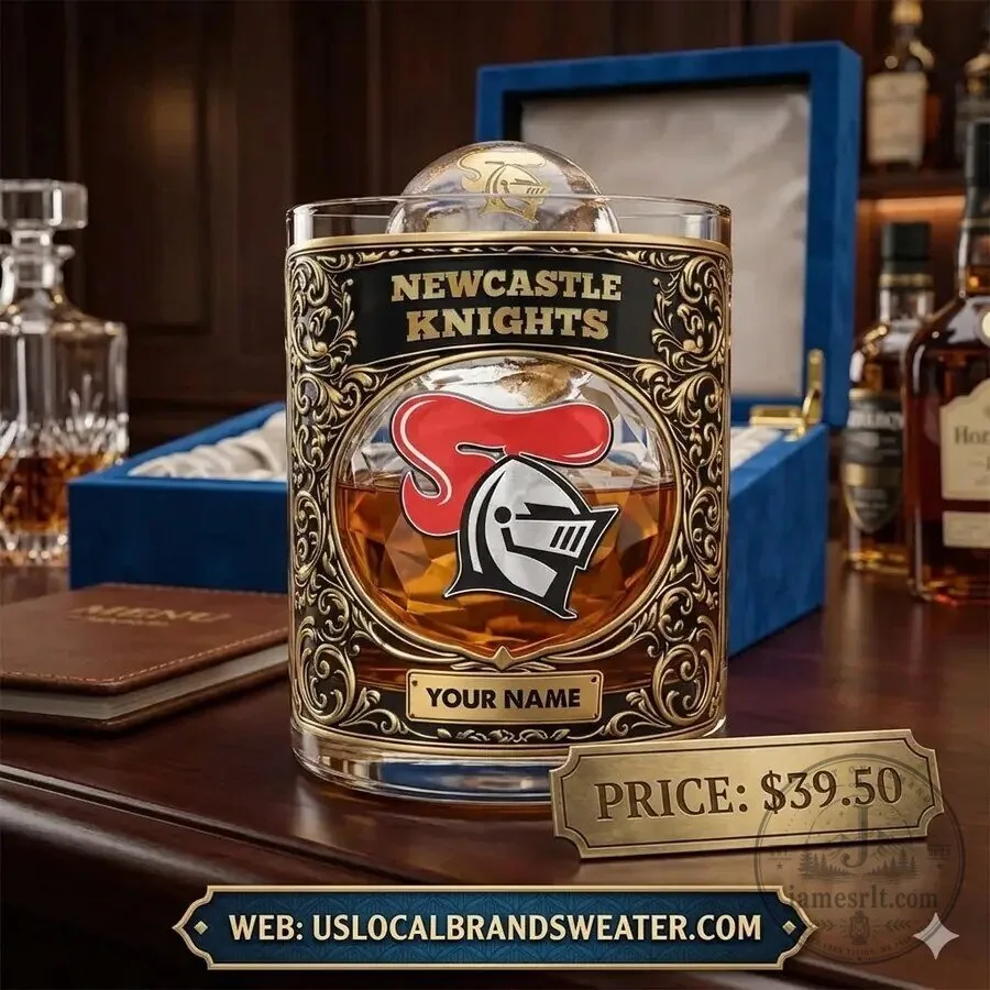 Newcastle Knights National Rugby League Team Whiskey Drinking Glass