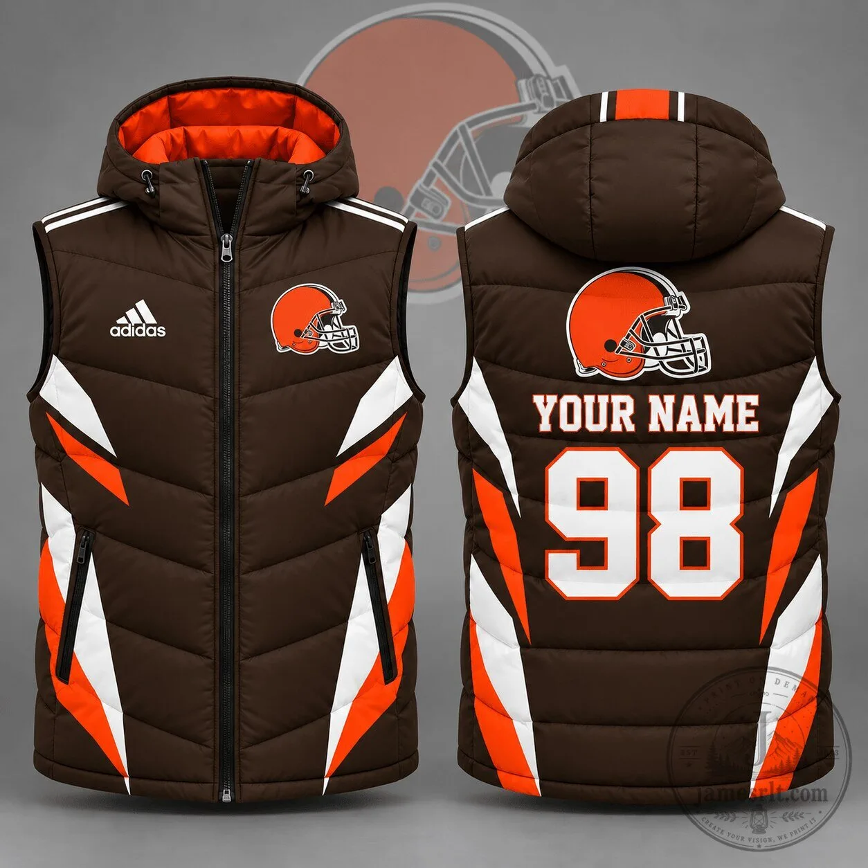 Cleveland Browns Football Team Personalized Puffer Vest with Hood