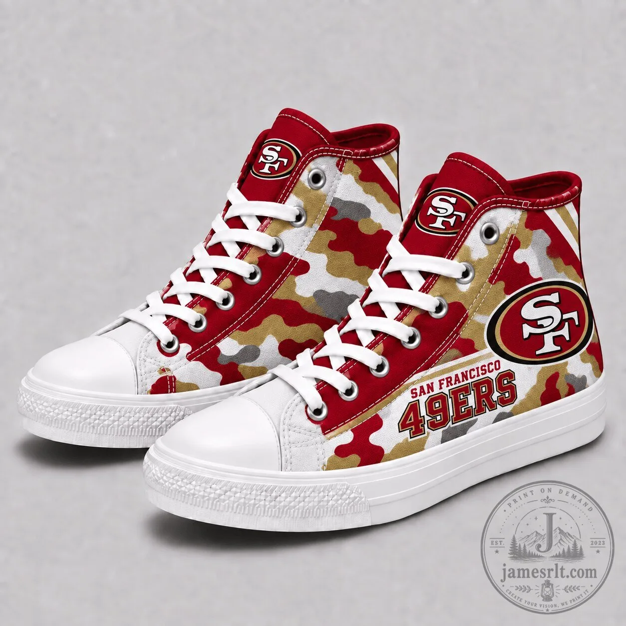 San Francisco 49ers NFL Camouflage High Top Canvas Sneakers Shoes