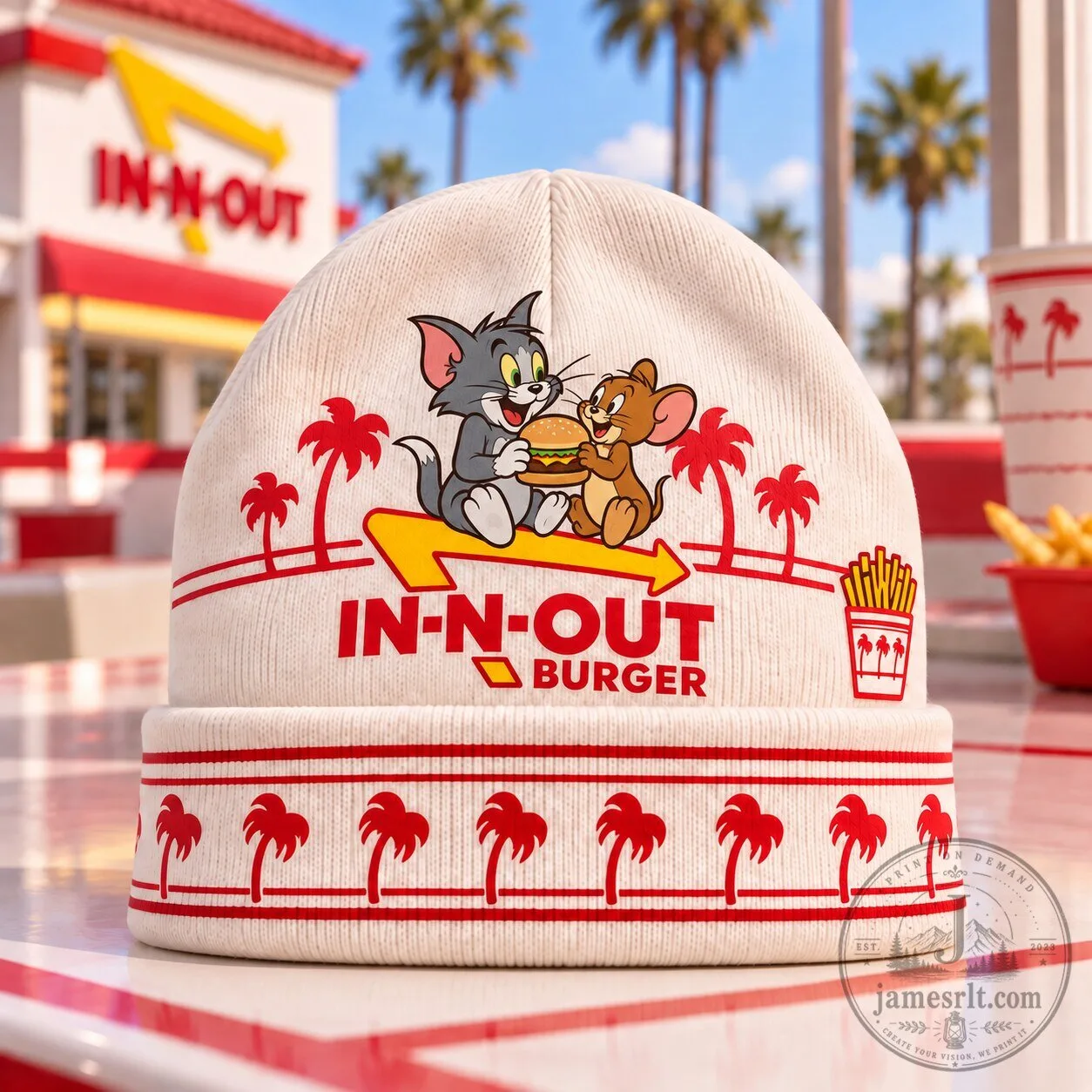Tom and Jerry In-N-Out Burger Cartoon Knit Beanie Hat