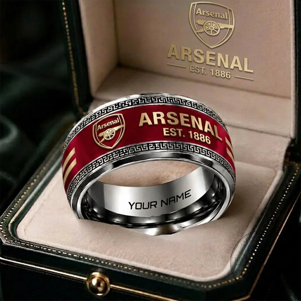 Arsenal Football Club Personalized Red and Gold Team Logo Ring