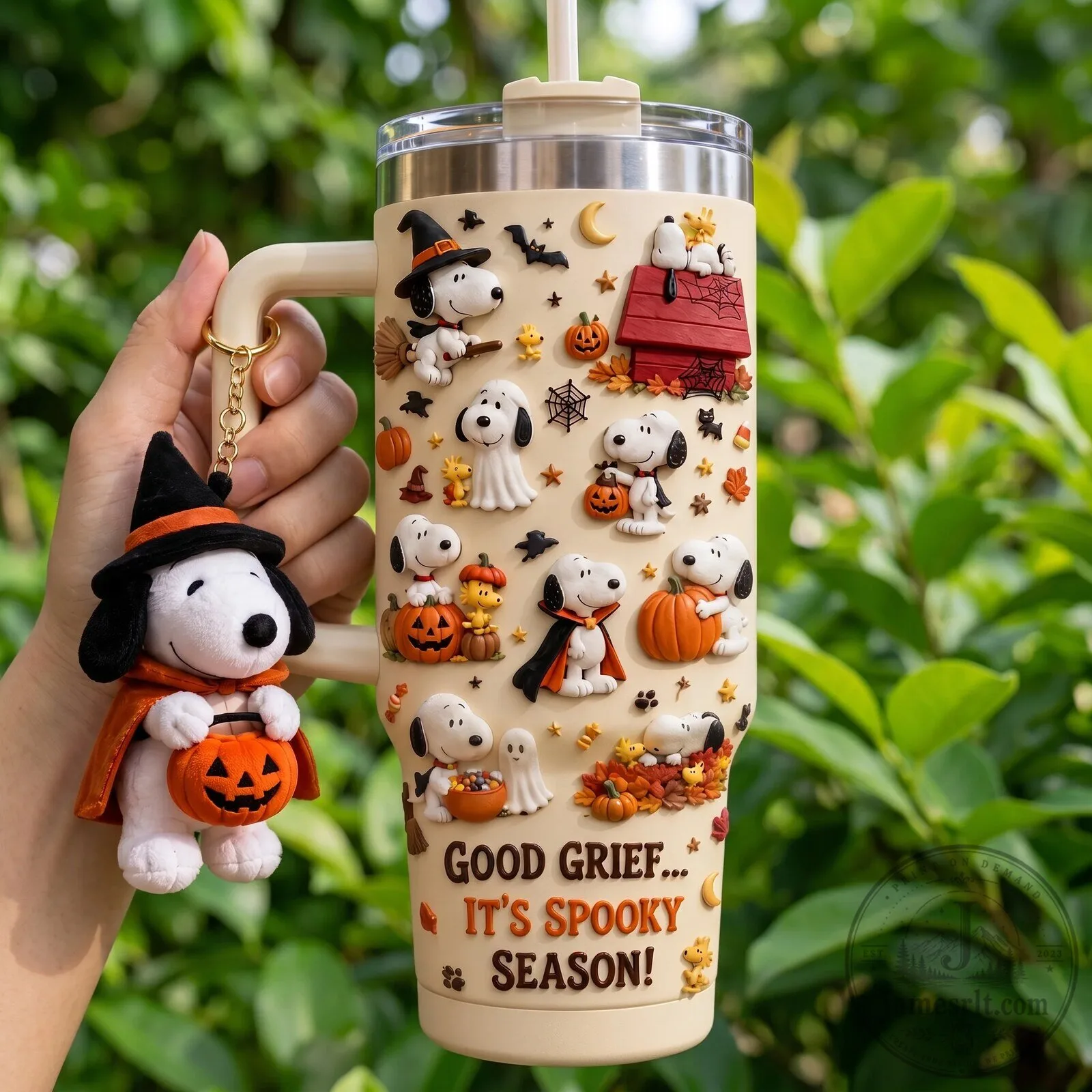 Insulated Stainless Steel Tumbler with Handle for Snoopy Halloween Spooky Season 4 Insulated Stainless Steel Tumbler with Handle for Snoopy Halloween Spooky Season