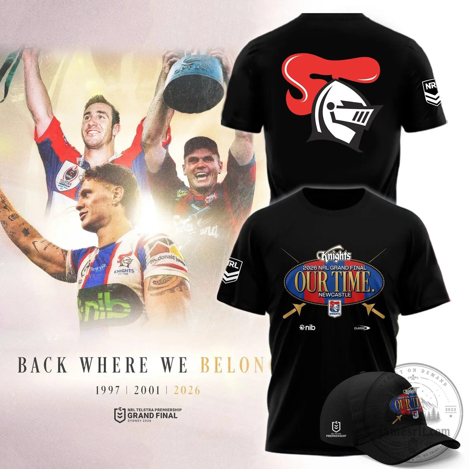 2026 NRL Grand Final Our Time Black T-Shirt - Newcastle Knights