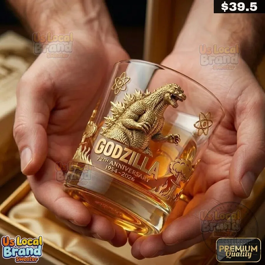 Godzilla 72nd Anniversary Whiskey Glass 1954-2026 Drinking Glass
