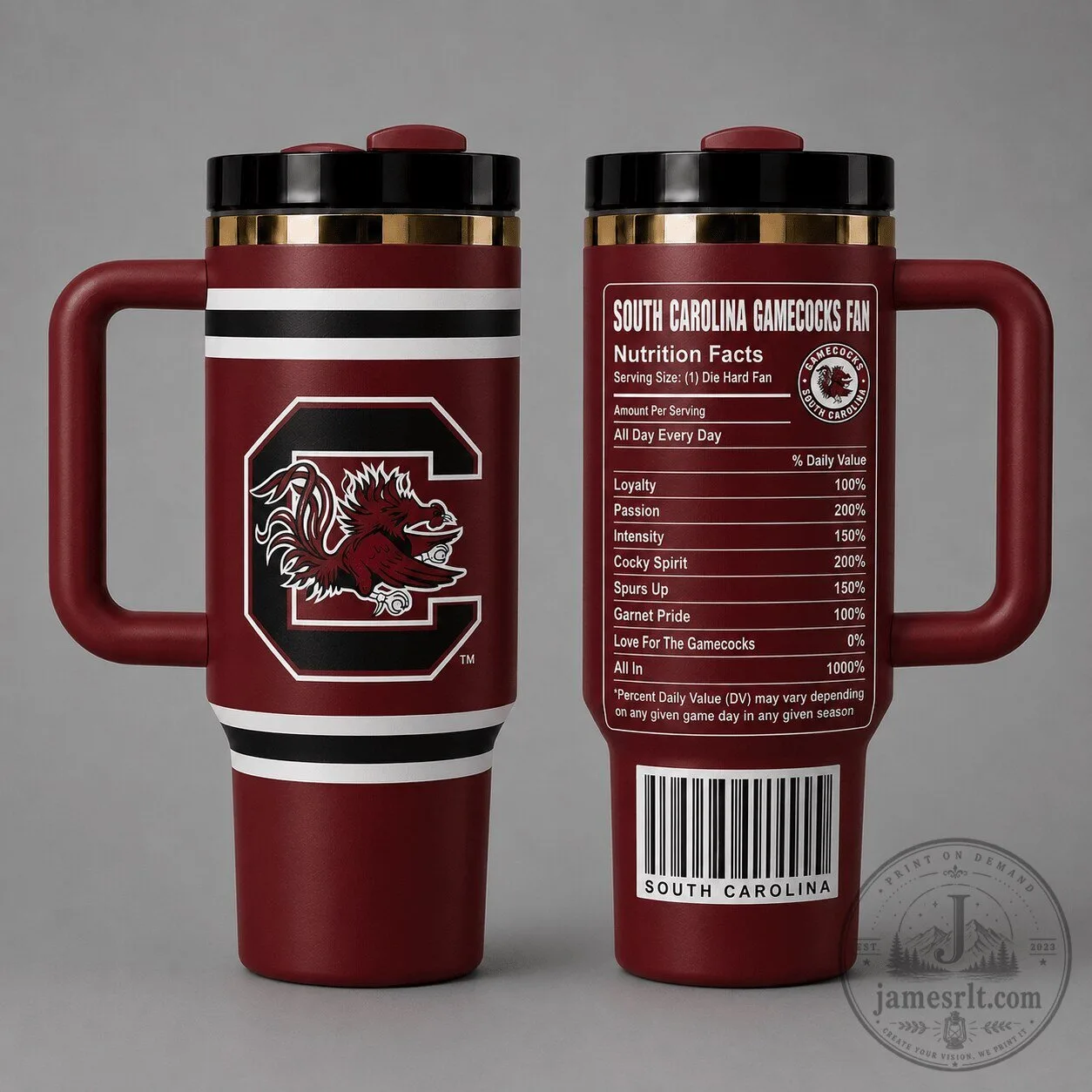 South Carolina Gamecocks Nutrition Facts Stainless Steel Tumbler