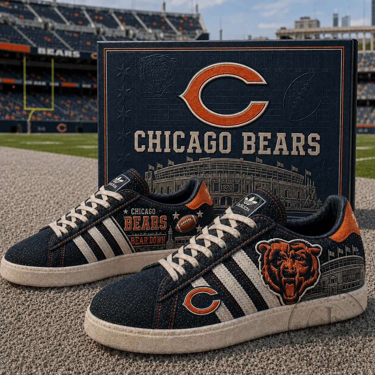Chicago Bears NFL Team Logo Casual Sneakers Shoes