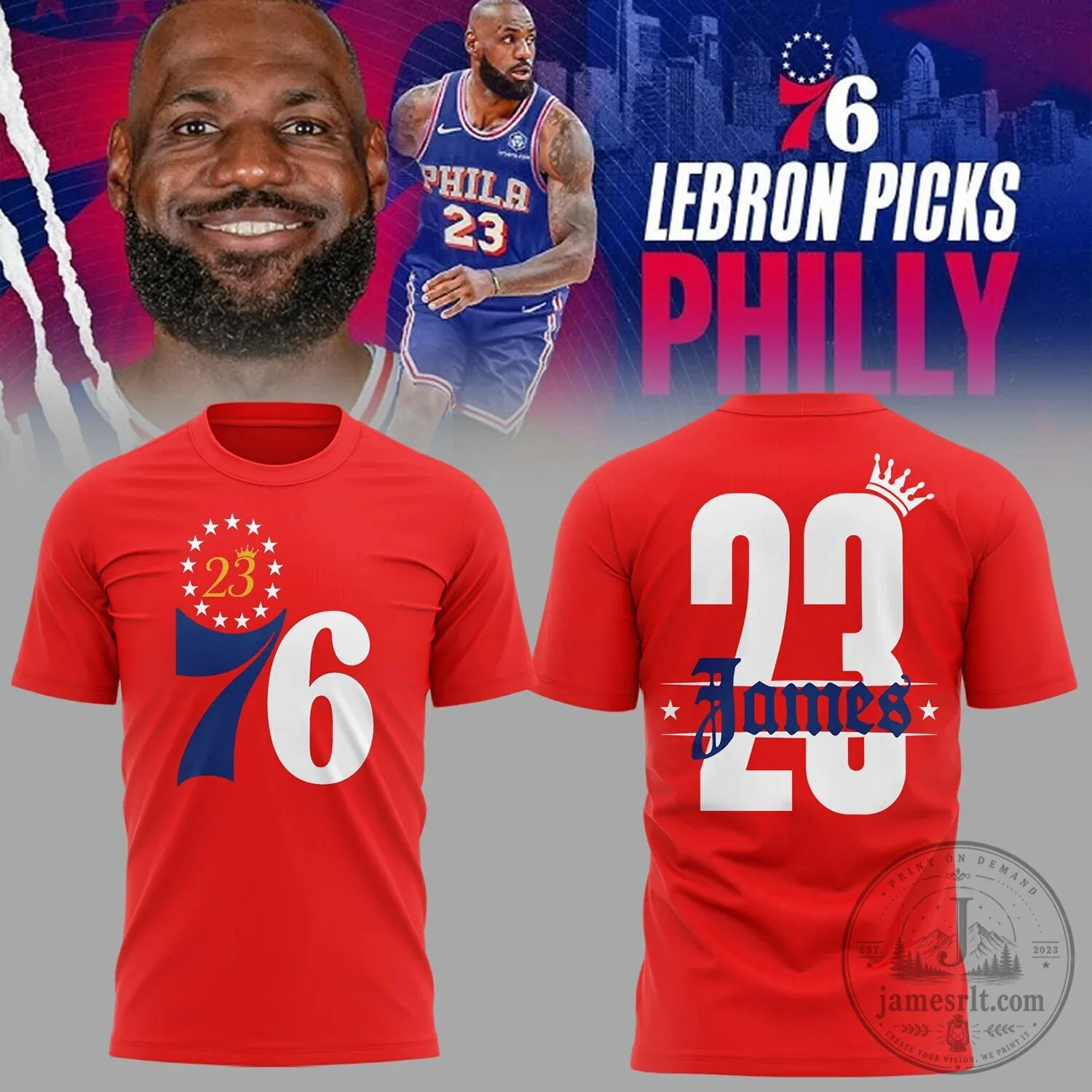 LeBron James Sixers Philadelphia 76ers Basketball Fan T-Shirt