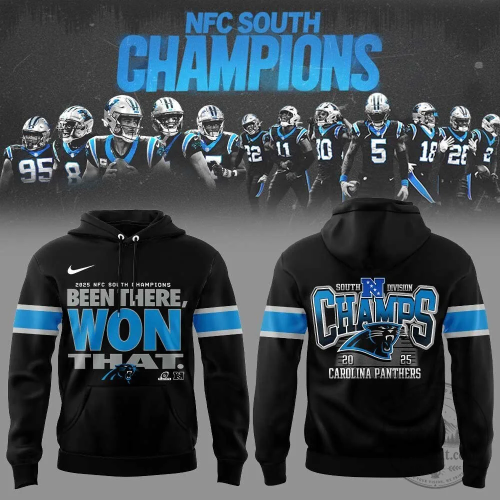 Carolina Panthers 2025 NFC South Division Champions Black Hoodie