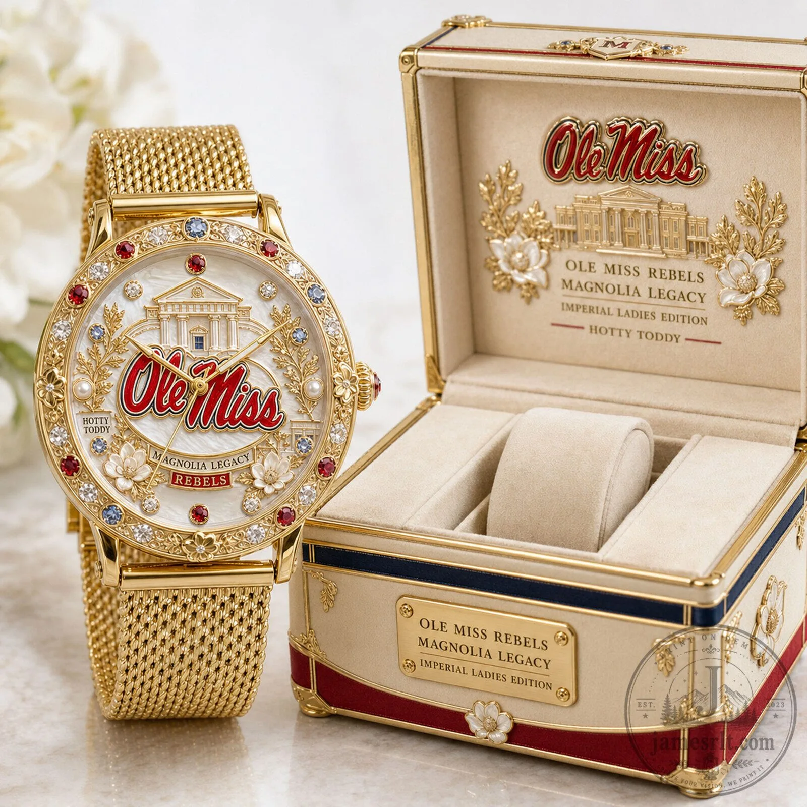 Ole Miss Rebels Magnolia Legacy Imperial Ladies Edition Gold Watch