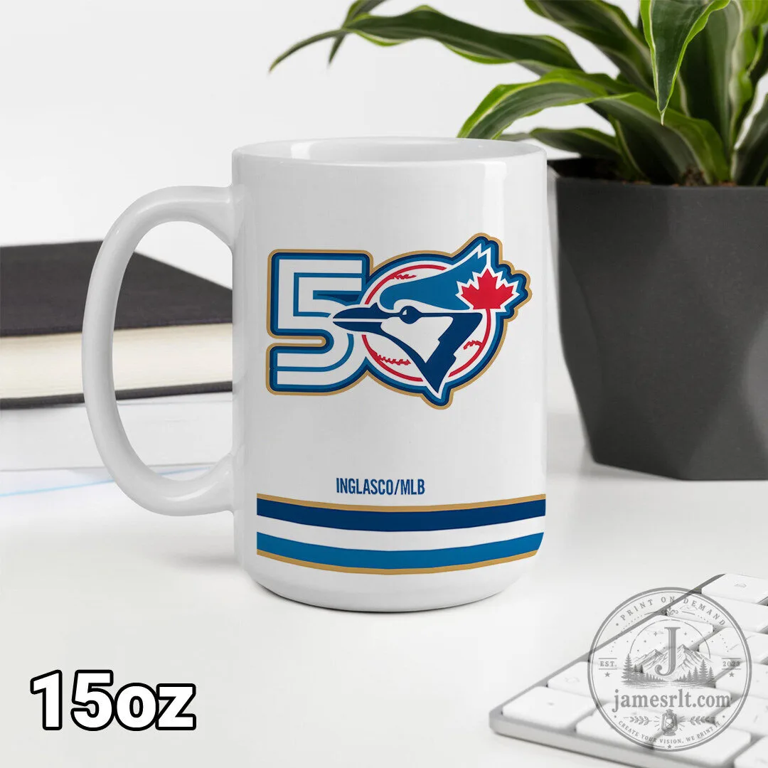 Toronto Blue Jays 50th Anniversary Logo Ceramic Coffee Mug 5 Toronto Blue Jays 50th Anniversary Logo Ceramic Coffee Mug