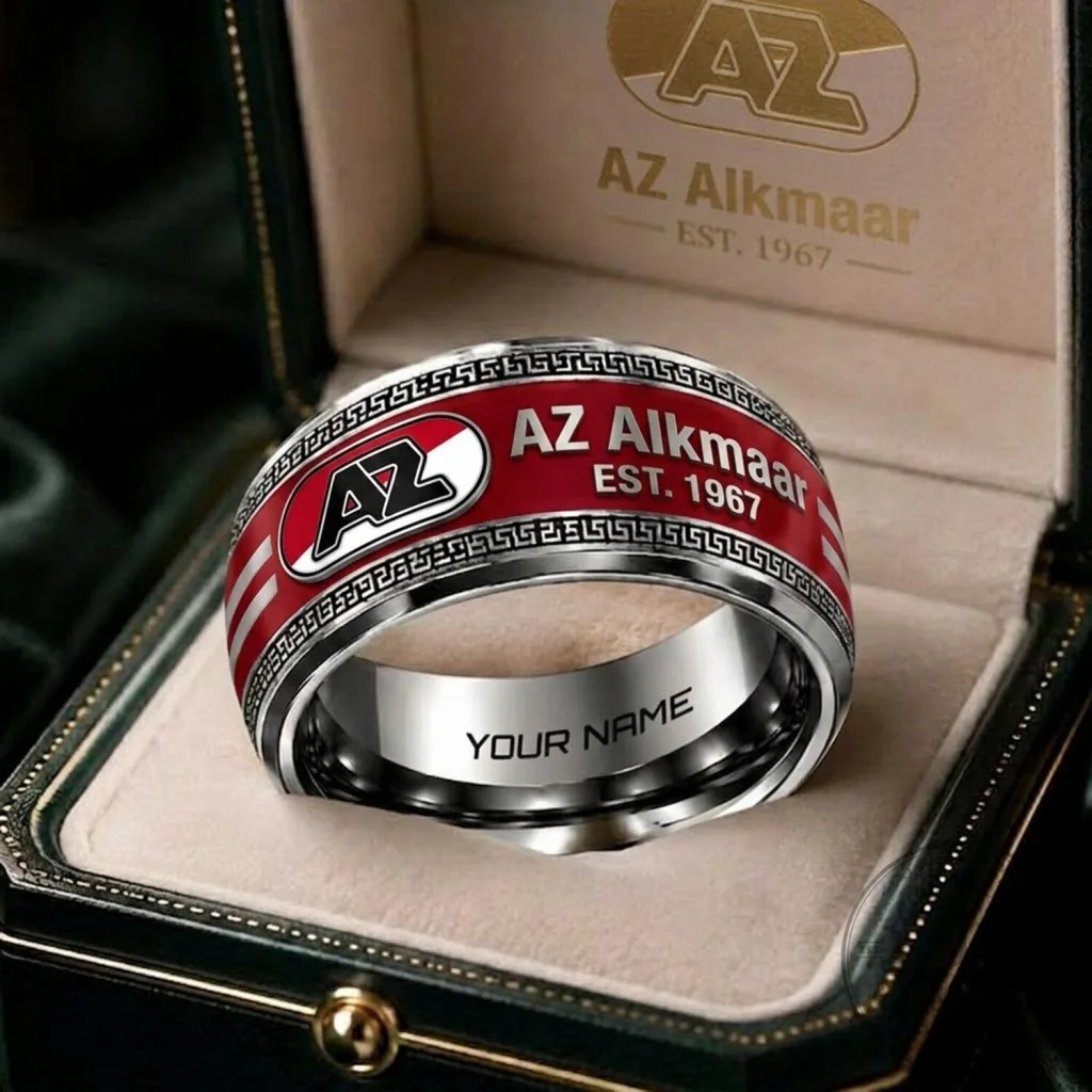 AZ Alkmaar Eredivisie Football Club Personalized Custom Engraved Ring AZ Alkmaar Eredivisie Football Club Personalized Custom Engraved Ring