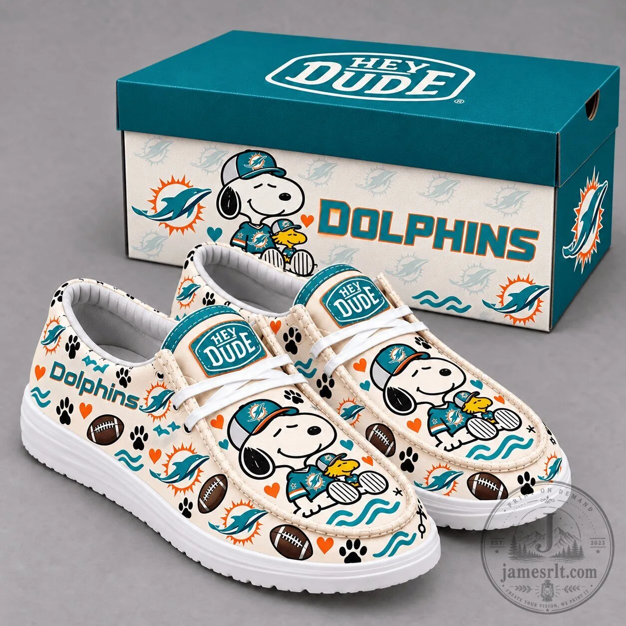 Miami Dolphins Snoopy Hey Dude Style Loafer Shoes for Men and Women