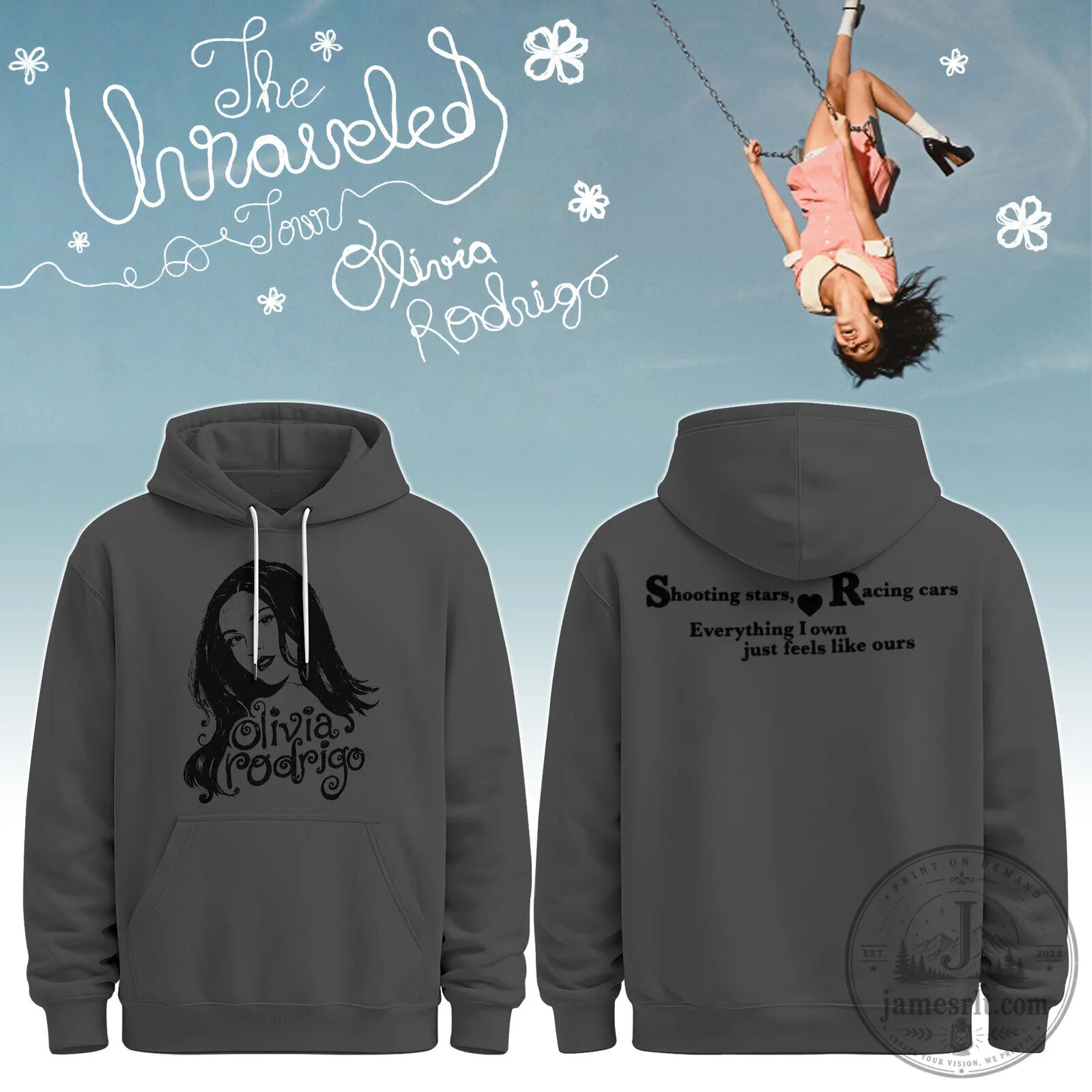 Olivia Rodrigo The Unraveled Tour Shooting Stars Racing Cars Hoodie