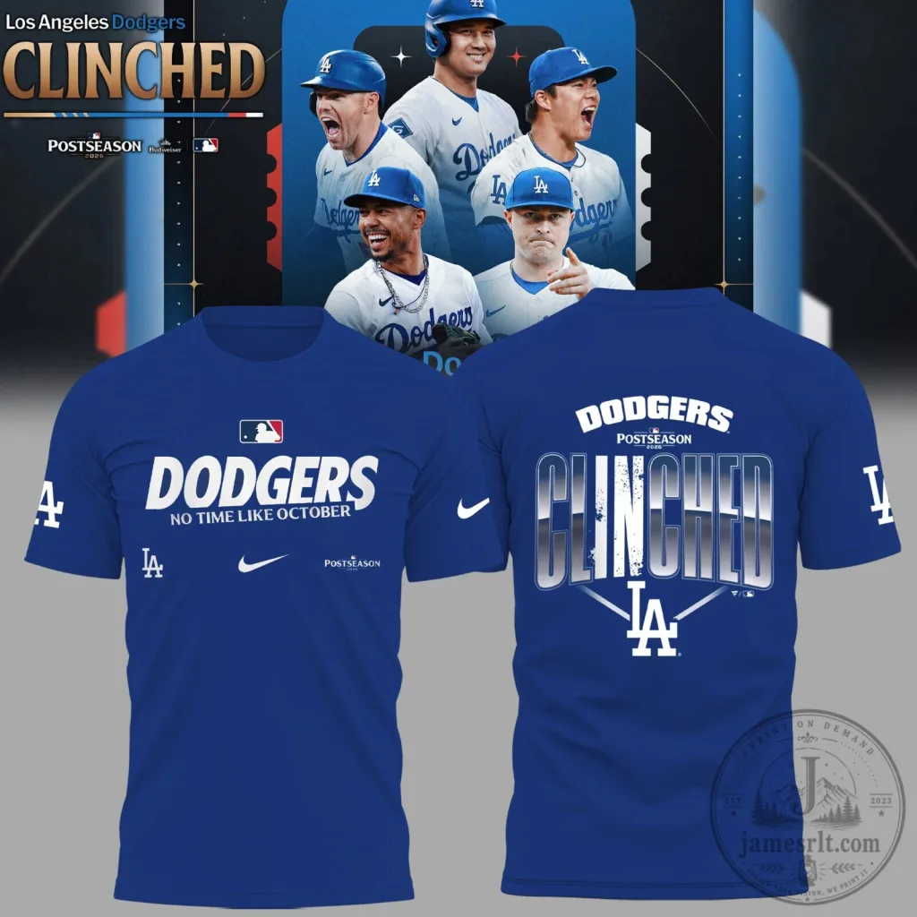 2026 Baseball T-Shirt for Los Angeles Dodgers Postseason Clinched Fans 2026 Baseball T-Shirt for Los Angeles Dodgers Postseason Clinched Fans