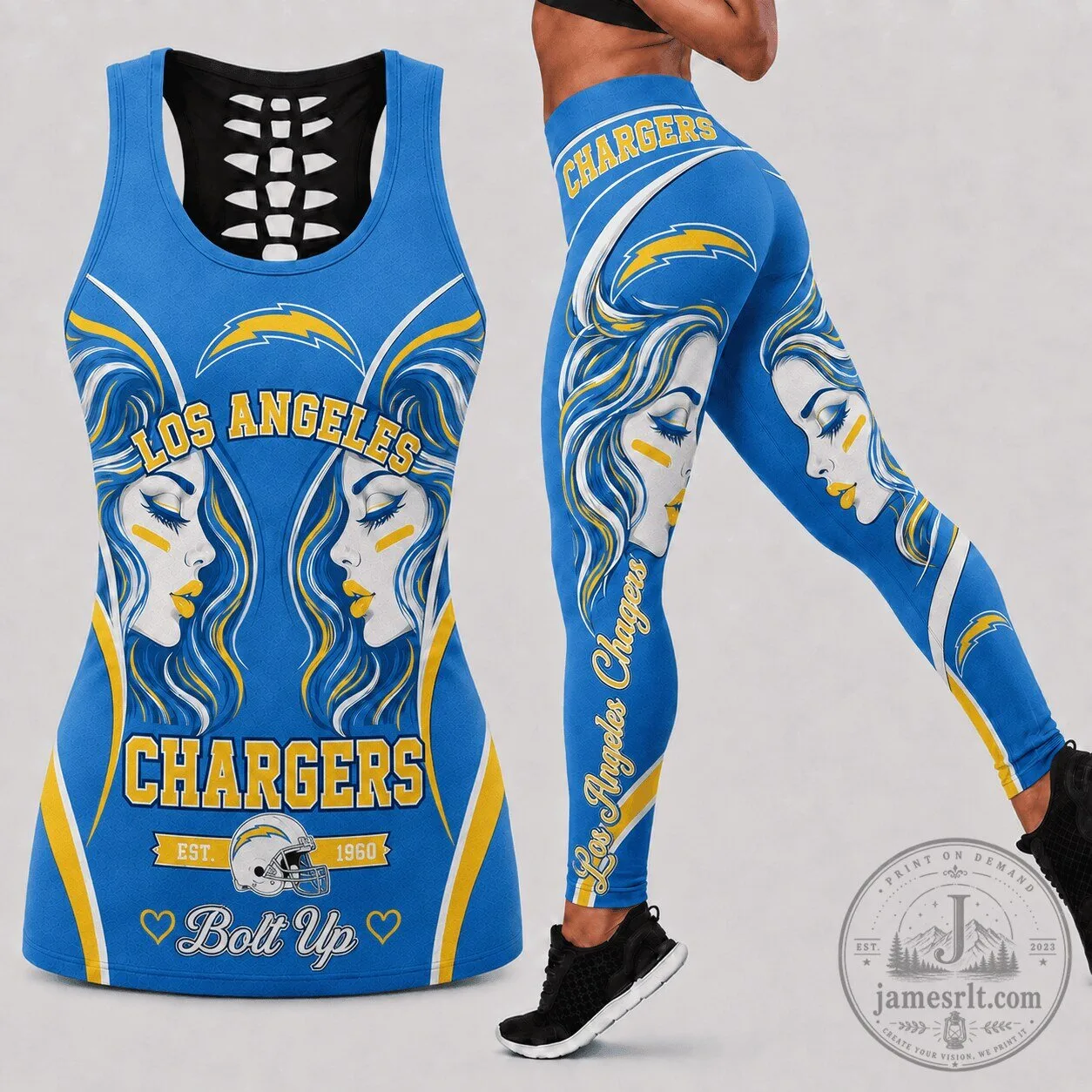 Women's Tank Top and Leggings Set for Los Angeles Chargers Football Fans