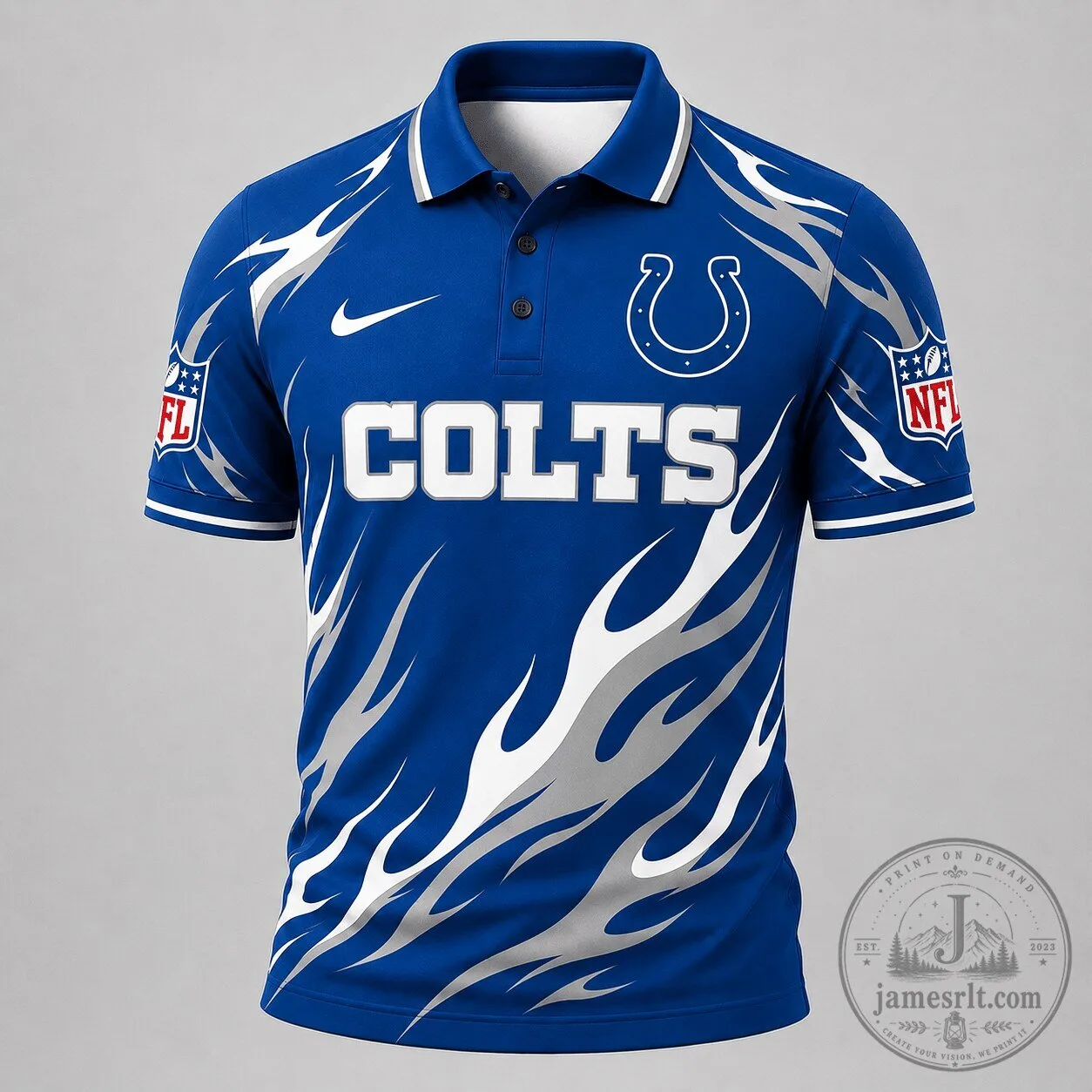 Indianapolis Colts National Football League Flame Pattern Performance Polo Shirt