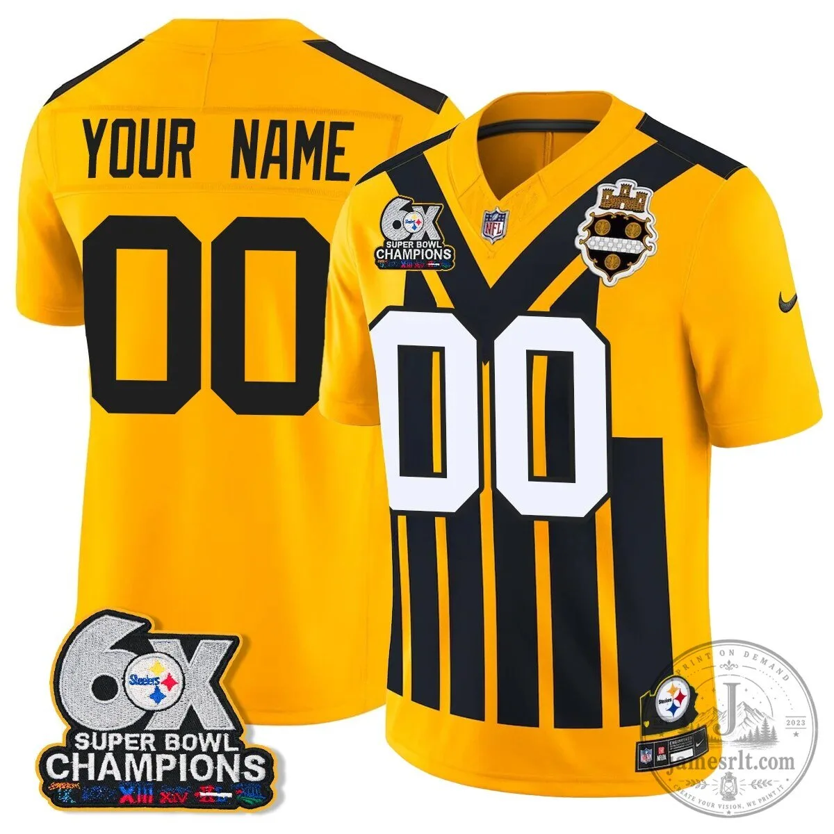 Pittsburgh Steelers Six-Time Super Bowl Champions Throwback Vapor Football Jersey 3 Pittsburgh Steelers Six-Time Super Bowl Champions Throwback Vapor Football Jersey