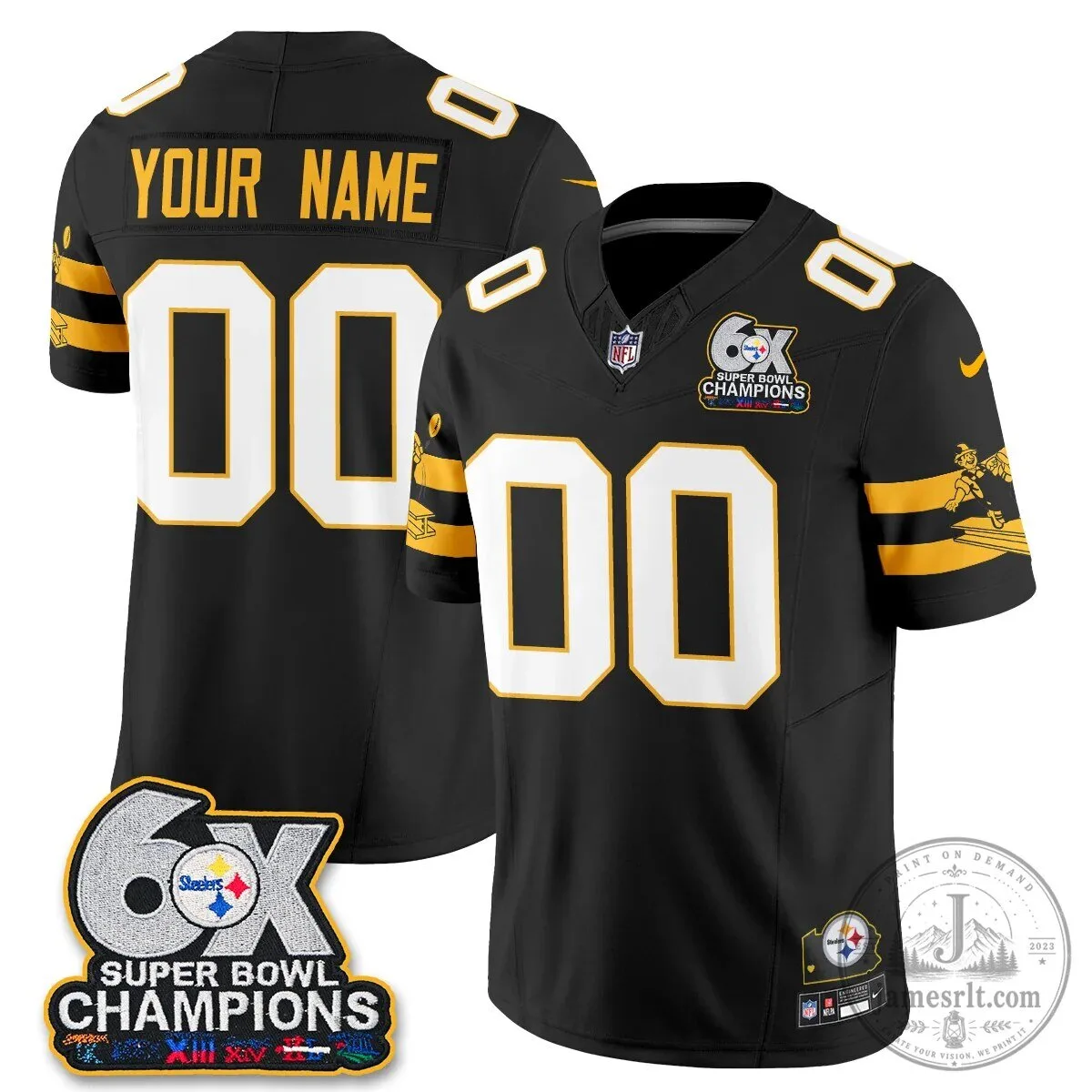 Pittsburgh Steelers Six-Time Super Bowl Champions Throwback Vapor Football Jersey 4 Pittsburgh Steelers Six-Time Super Bowl Champions Throwback Vapor Football Jersey