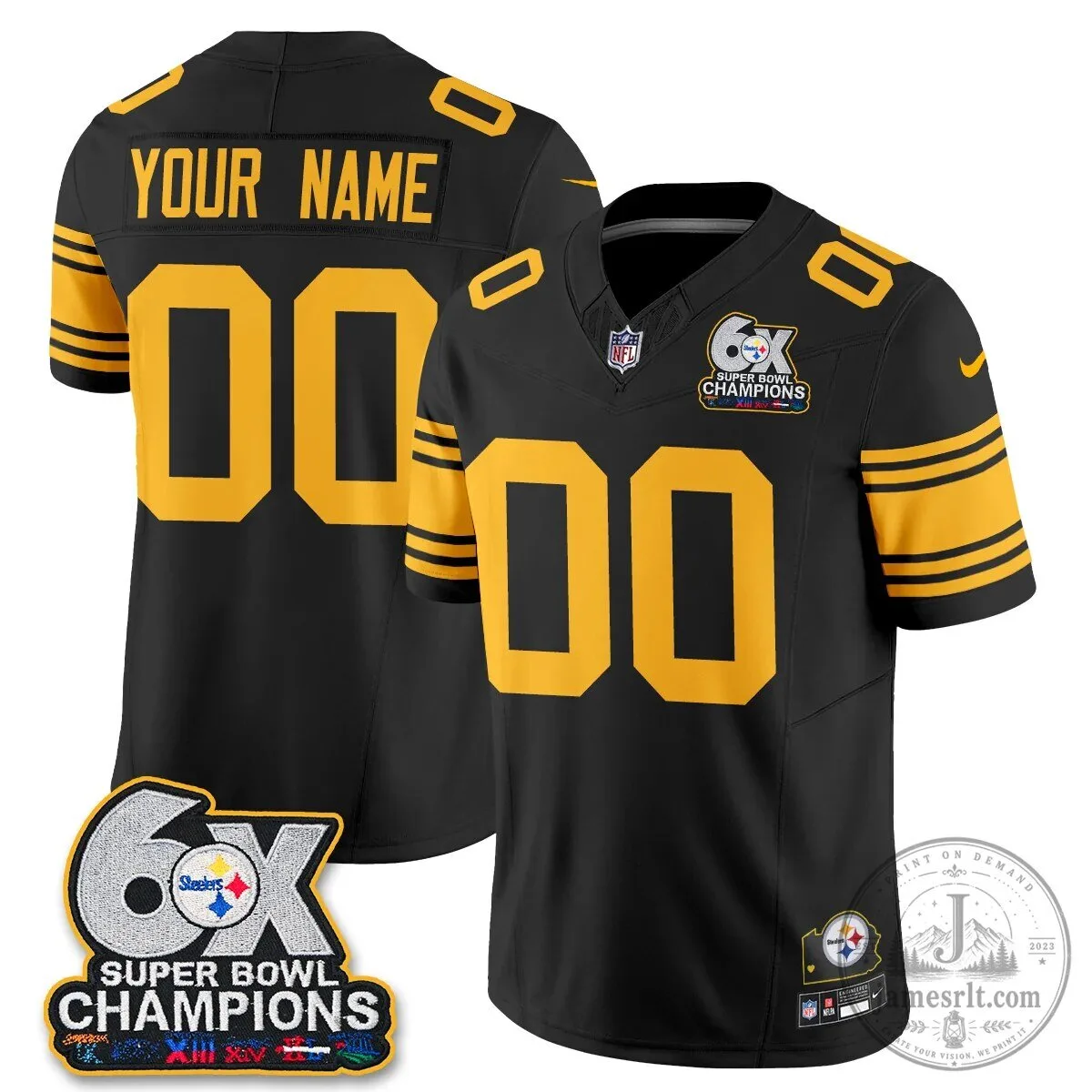 Pittsburgh Steelers Six-Time Super Bowl Champions Throwback Vapor Football Jersey 5 Pittsburgh Steelers Six-Time Super Bowl Champions Throwback Vapor Football Jersey