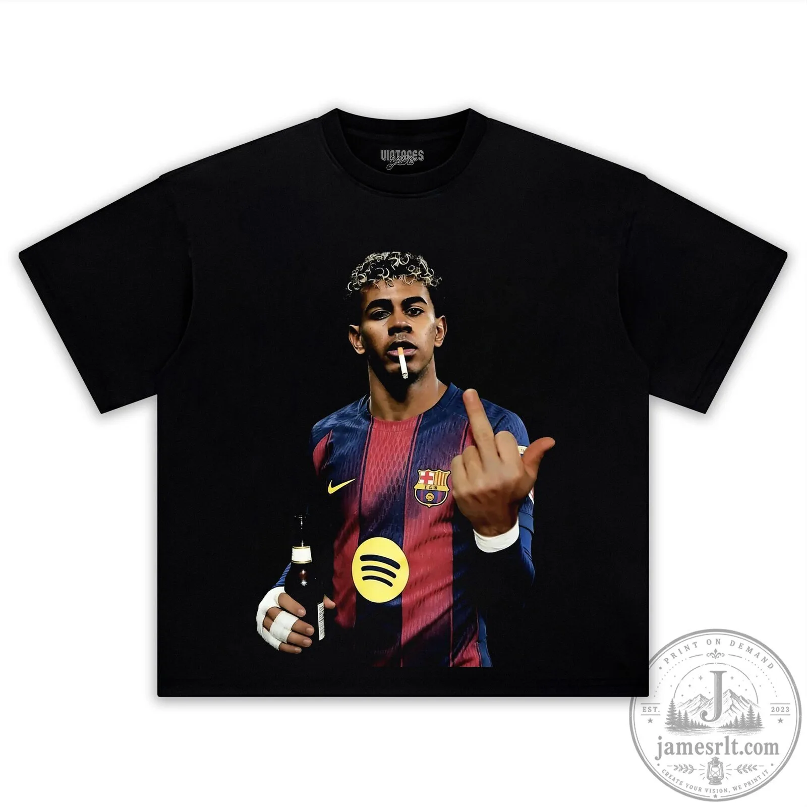 Lamine Yamal Barcelona Football Player Graphic Black T-Shirt