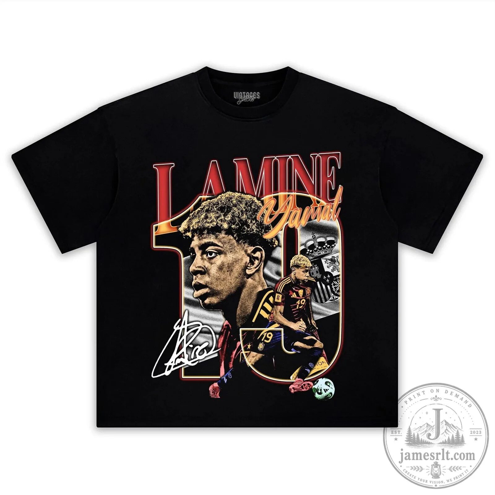Lamine Yamal Football Player Graphic Design Black T-Shirt