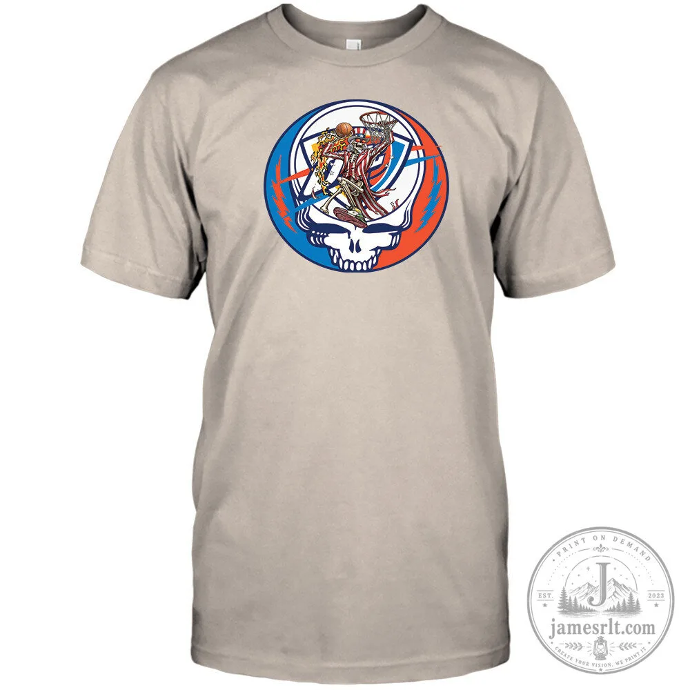 Oklahoma City Thunder NBA Playoffs Grateful Dead Skull Basketball T-Shirt