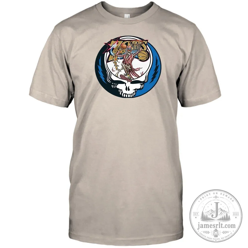 Philadelphia 76ers NBA Playoffs Grateful Dead Skull Steal Your Face T-Shirt