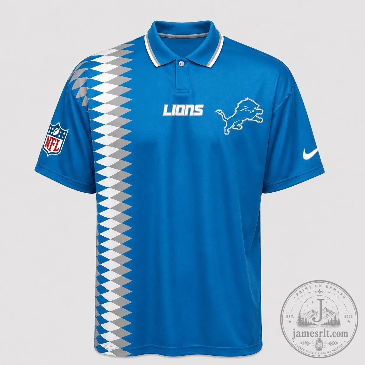 Detroit Lions National Football League Men's Blue Polo Shirt