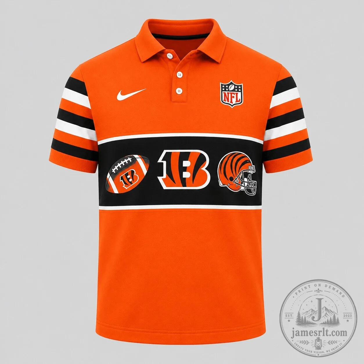 Cincinnati Bengals NFL Football Team Fan Polo Shirt