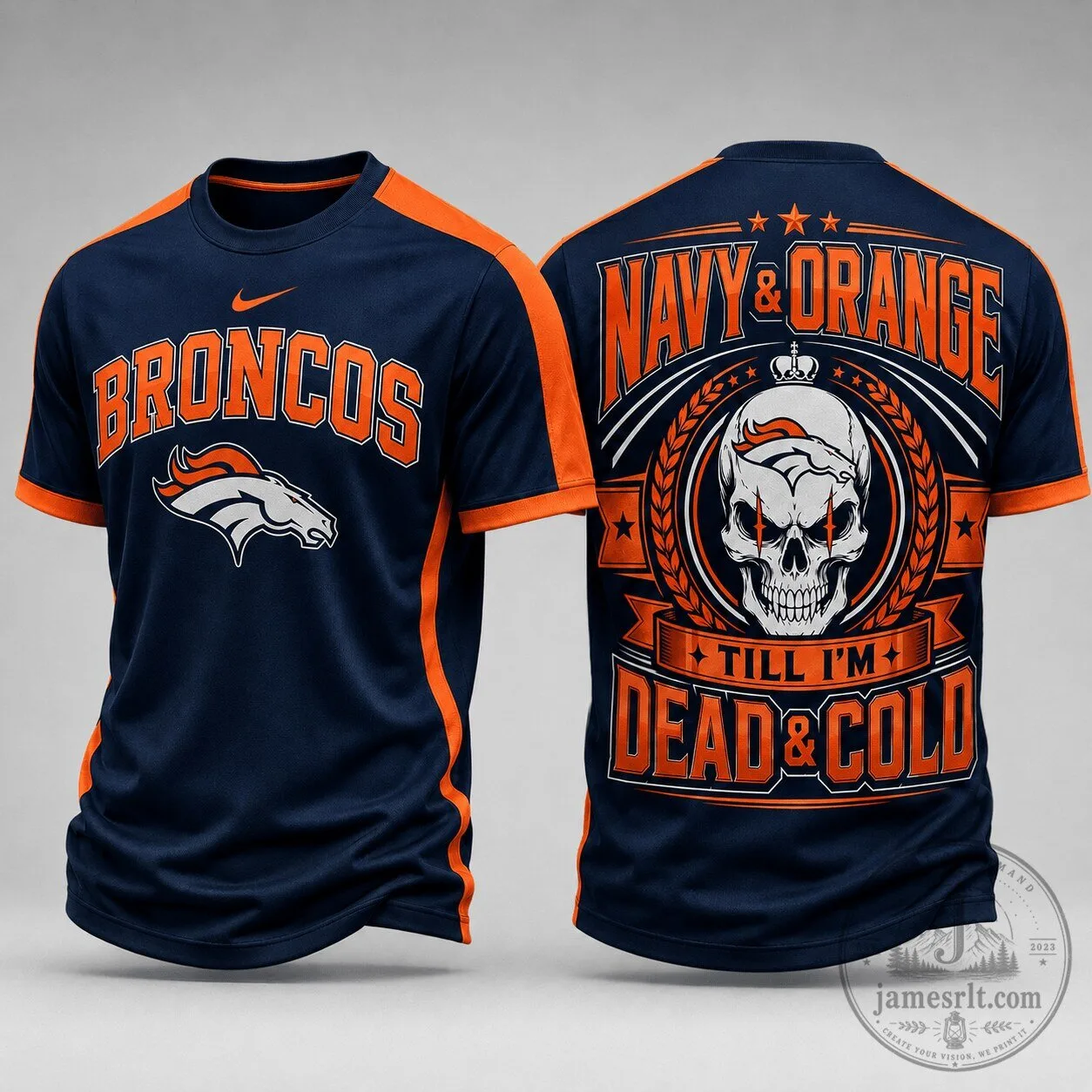 Denver Broncos NFL fan shirt, Till I'm Dead and Cold Skull Design T-Shirt