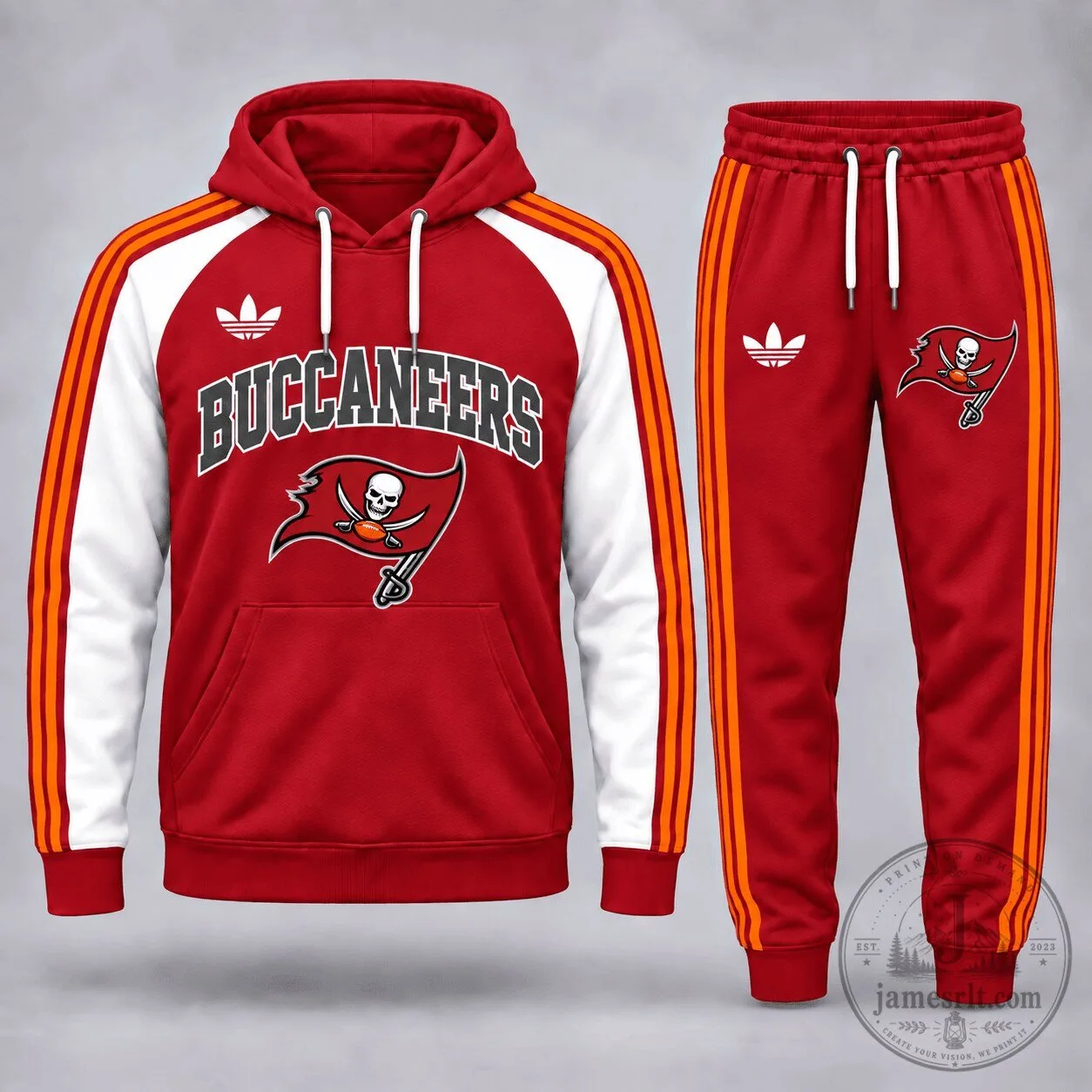 Tampa Bay Buccaneers Football Team Red Hoodie and Jogger Set for Men
