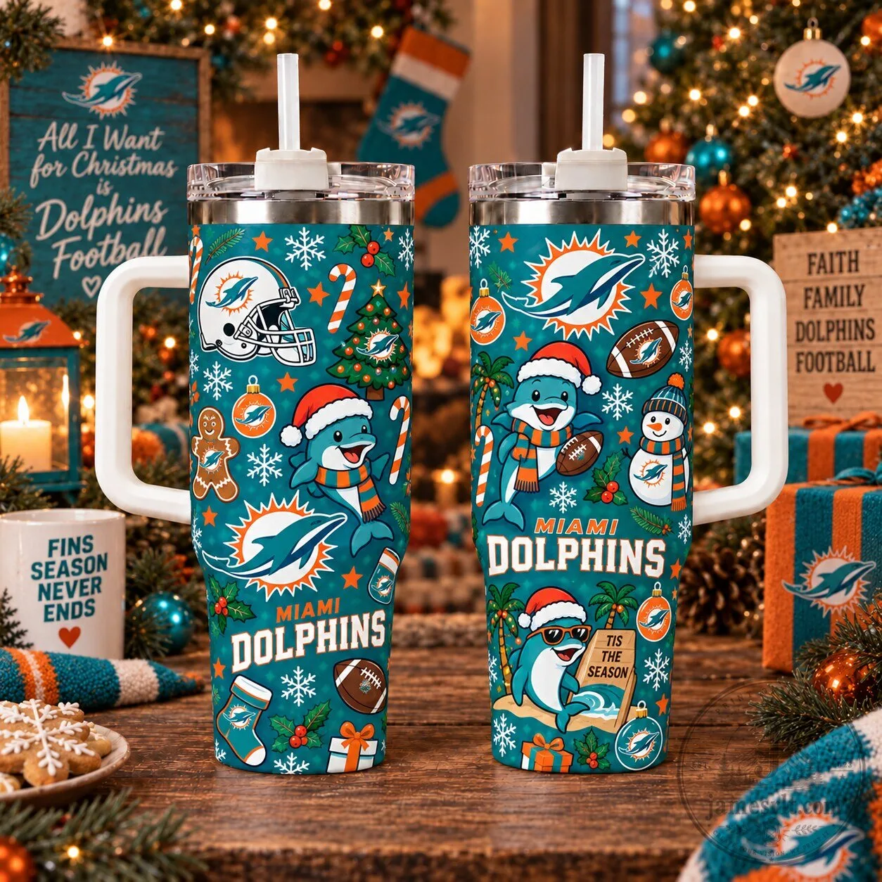 Miami Dolphins NFL Tumbler Christmas For Fan